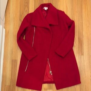 Women's Red Wool Coat Size M